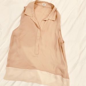 T. Babaton / Aritzia Silk Colorblock Nude Blouse M